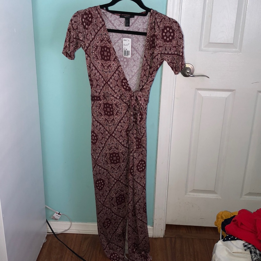 Paisley wrap dress with leg slit